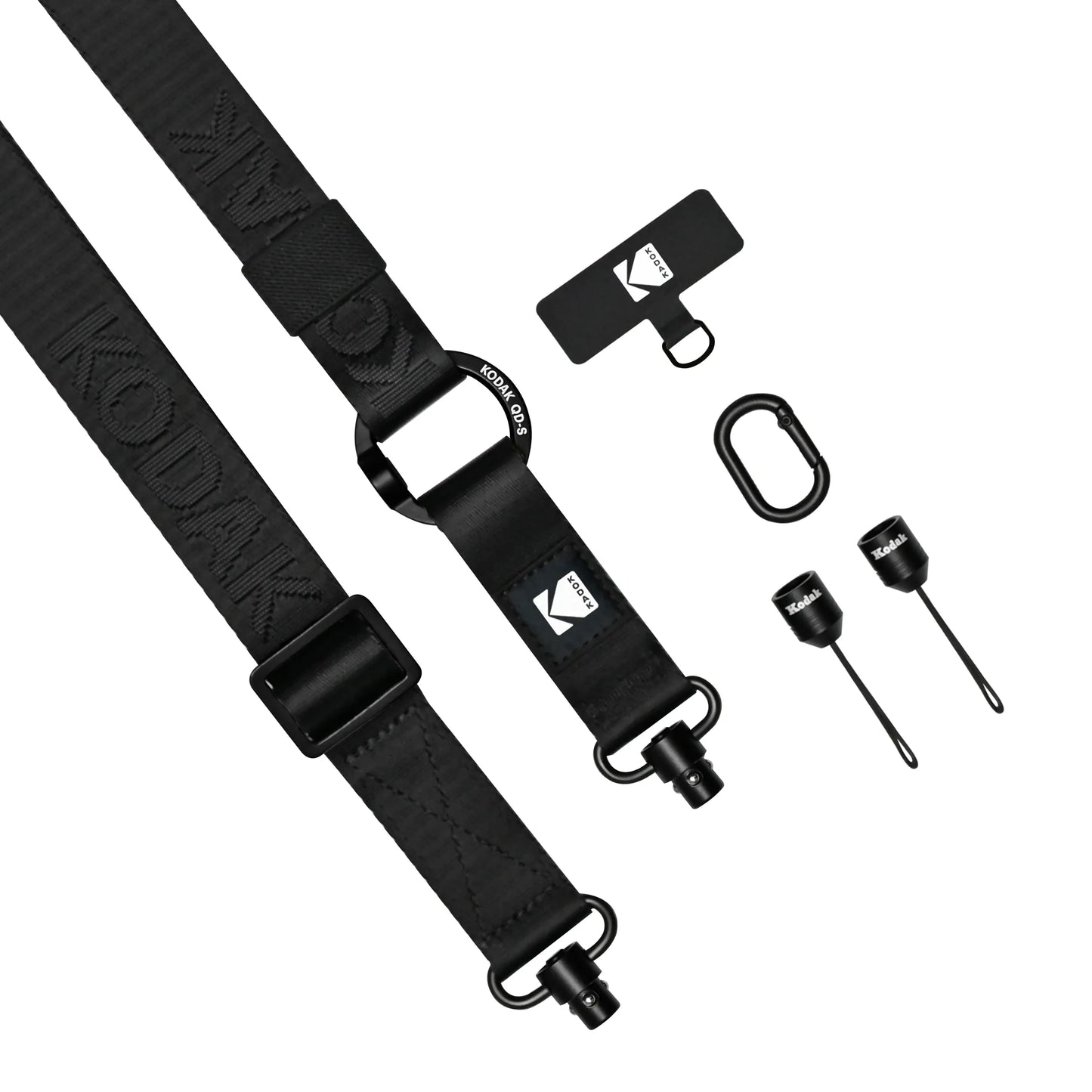 Kodak Multi-Purpose Camera Strap (Black) with accessories including QD system components