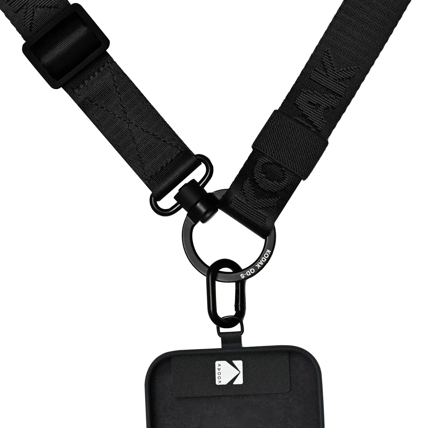 Kodak Multi-Purpose Camera Strap (Black) close-up showing Quick-Detach system and adjustable features.