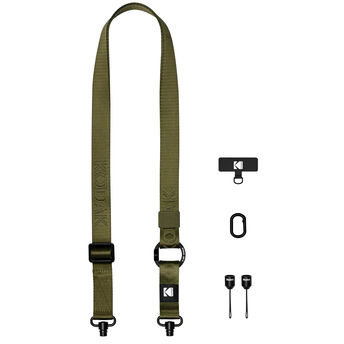 Kodak Multi-Purpose Camera Strap (Olive) with accessories for versatile carrying solutions.