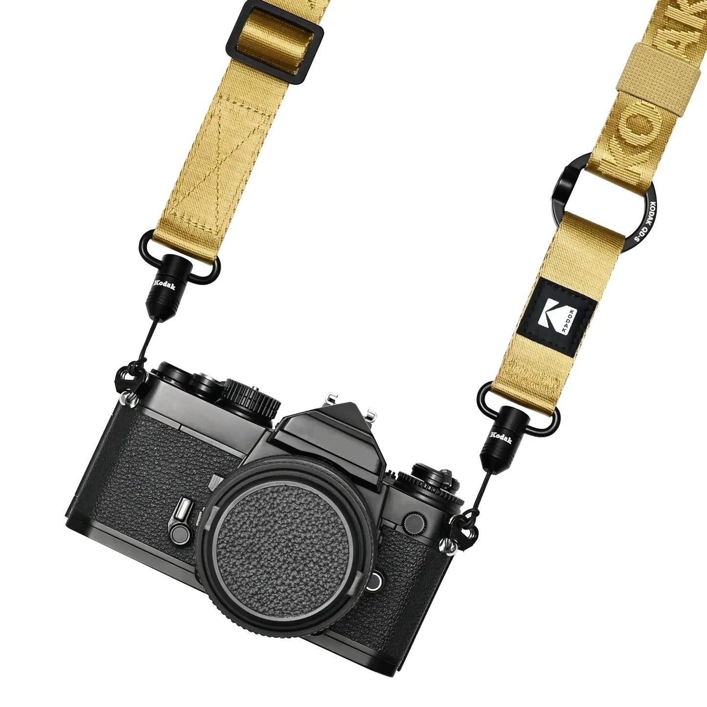 Kodak Multi-Purpose Camera Strap (Khaki) attached to a vintage camera for secure carrying.