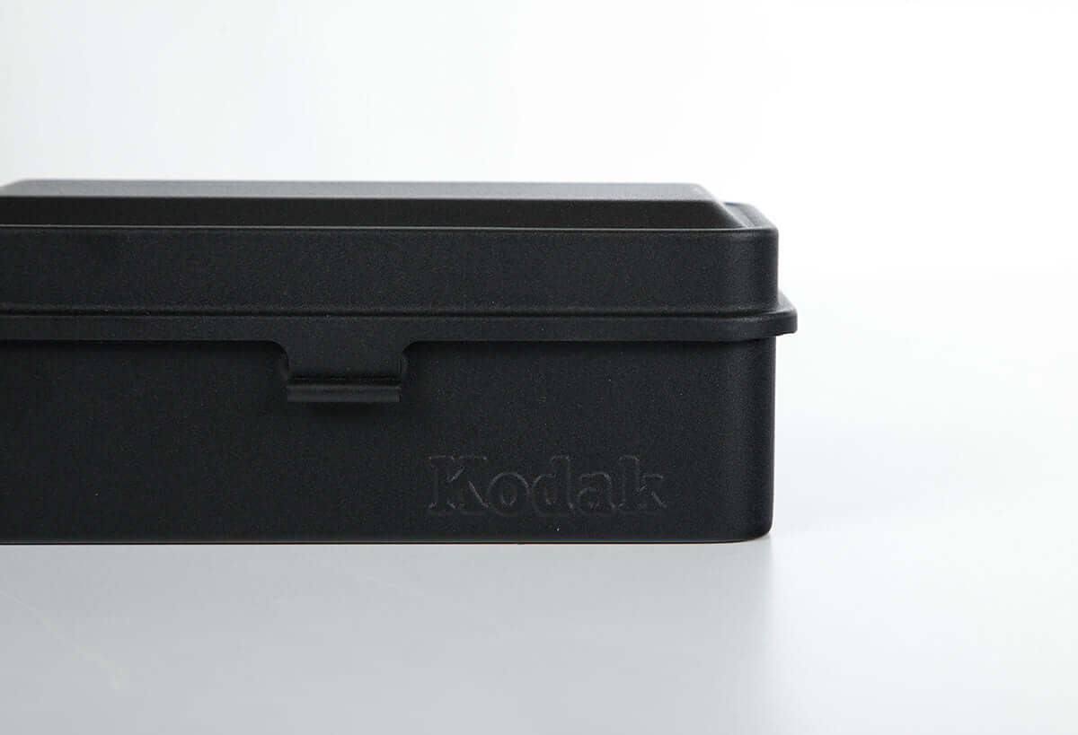 Kodak 135 film case in the color black.