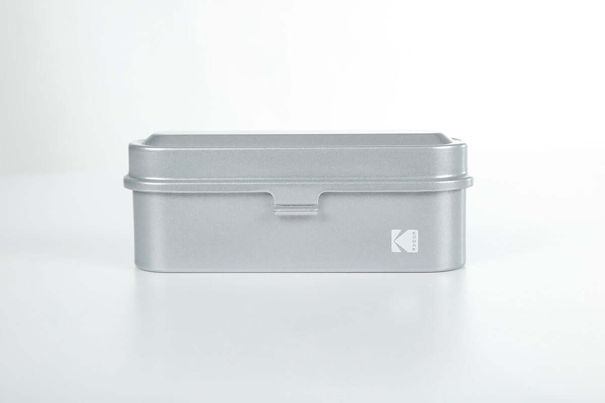 Kodak 135 film case in the color silver.