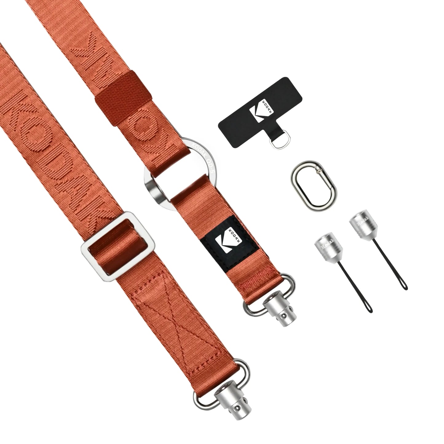 Kodak Multi-Purpose Camera Strap (Burgundy) with quick-detach system and accessories.