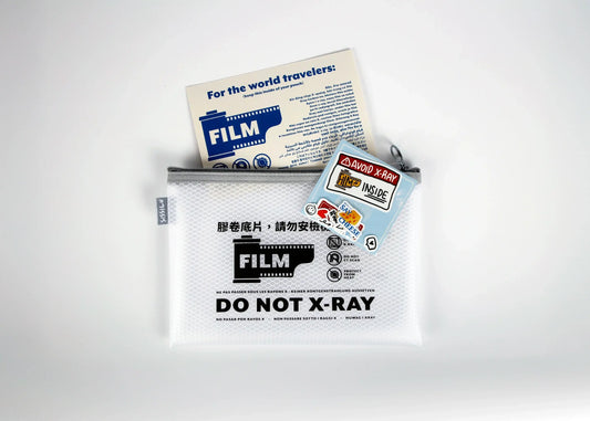 SissiLu "DO NOT X‑RAY" Film Pouch with handy travel card with translations in 21 additional languages and stickers.