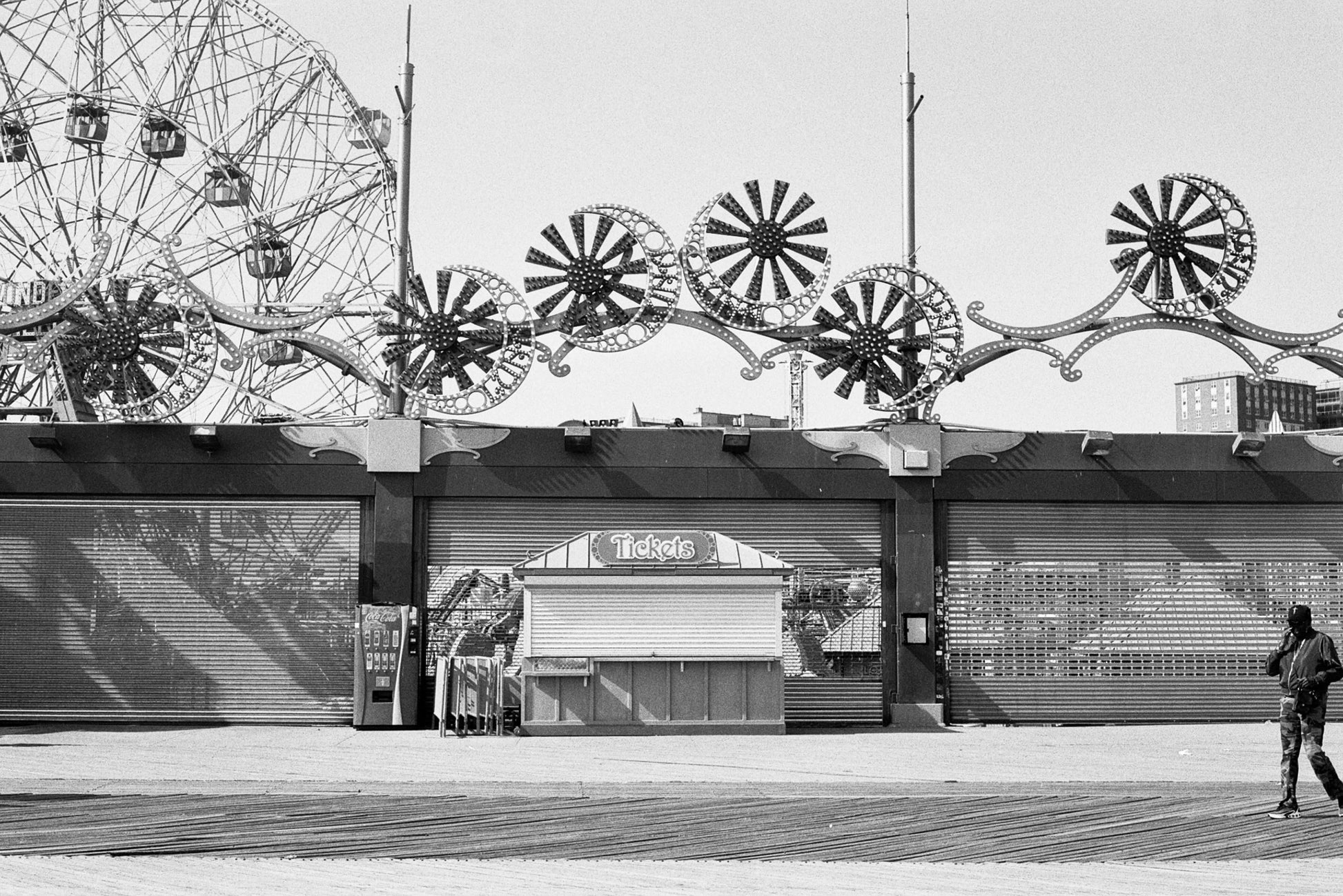 Kentmere Pan 200 Black & White Negative Film (35mm, 36 Exposures) image of a closed amusement park