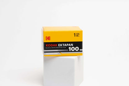 Kodak Ektapan 100 Black and White Negative Film packaging with yellow and black design.