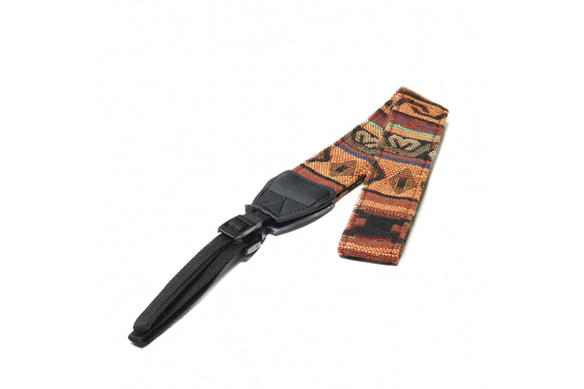 Flic Film Retro Style Camera Strap featuring a colorful geometric design, perfect for vintage and modern cameras.