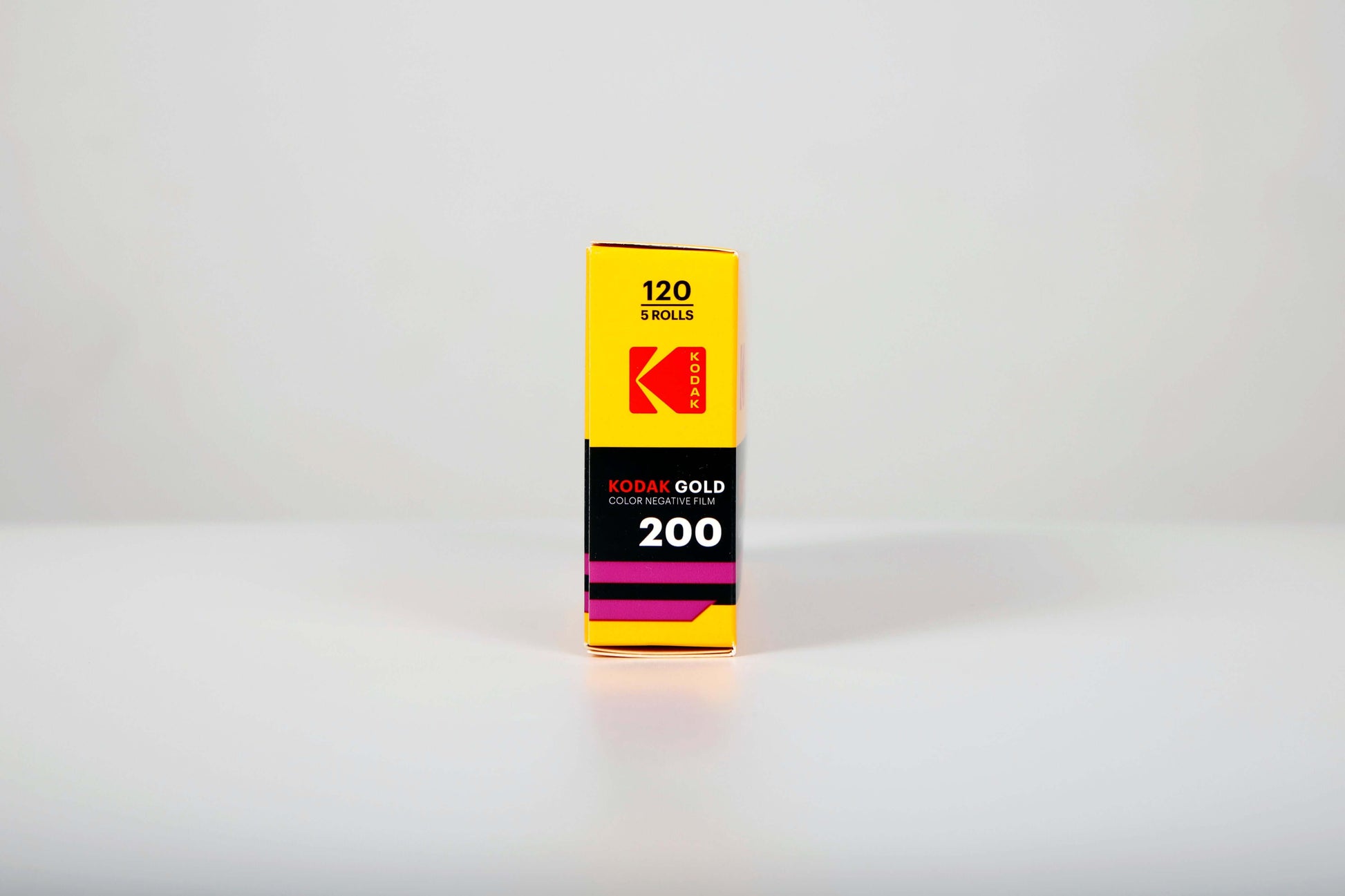 Kodak Eastman Gold 200 Color Negative Film (120 Roll) packaging displayed on a plain background.