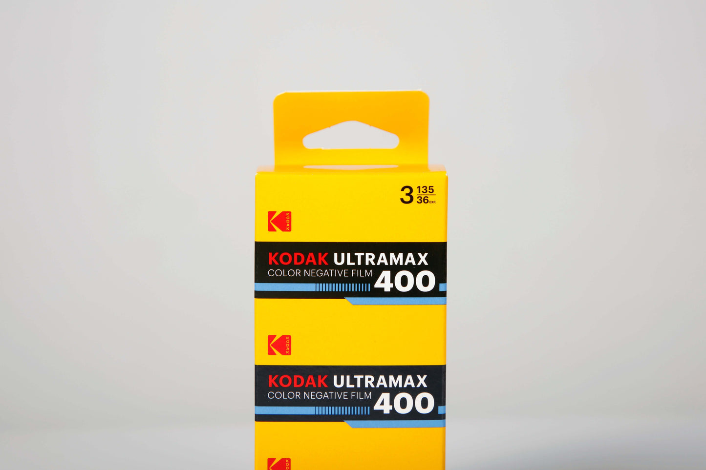 Kodak Eastman UltraMax 400 Color Negative Film 3-Pack in yellow packaging for vibrant photographs.