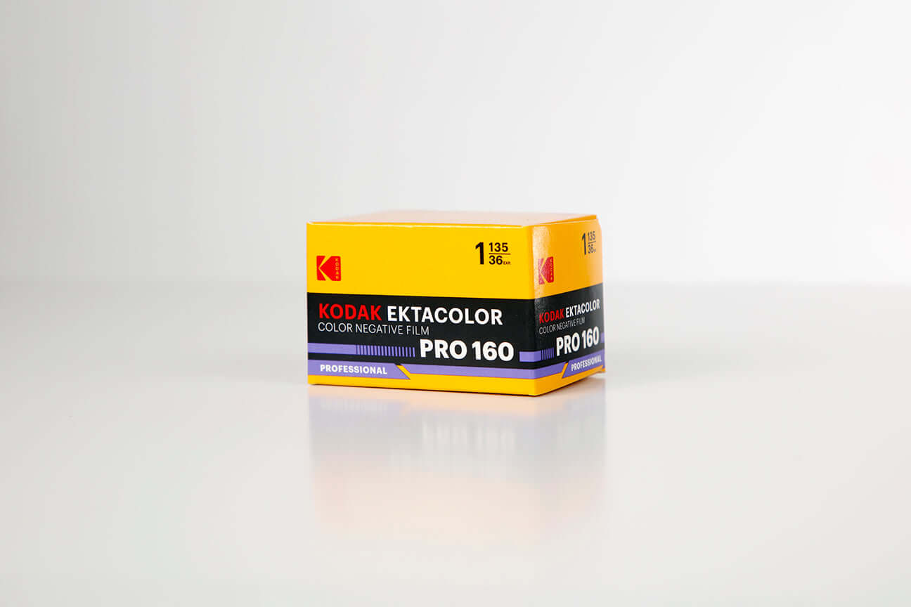 Kodak Ektacolor Pro 160 Color Negative Film (35mm Roll Film, 36 Exposures) packaging on a white background
