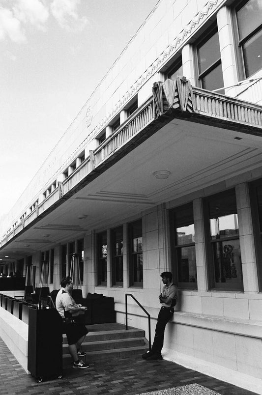 Ferrania P33 160 ISO Black and White film scene captured in urban setting.