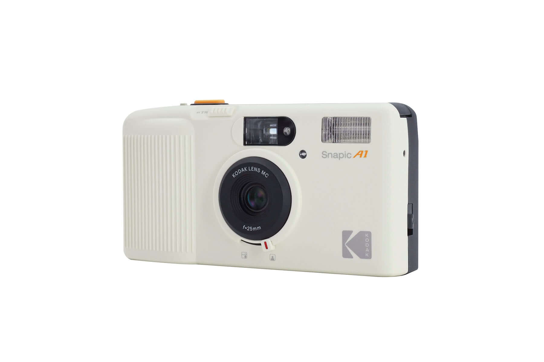 Front view of the new Kodak Snapic A1 35mm Camera in the color white.