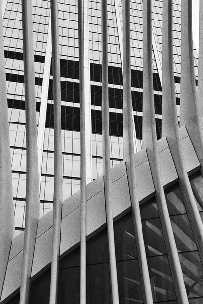 Kodak Tri-X 400 Single-Use Camera (27 Exposures) capturing modern architecture in black and white monochrome.