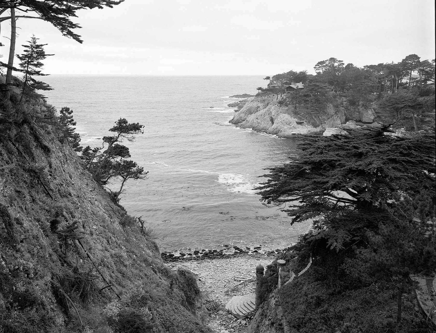 Scenic coastal view captured on Kodak Ektapan 400 Black & White Negative Film (35mm, 36 Exposures).